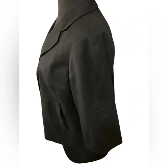 TALBOTS Elegant Career 99% Black Wool One Button Blazer Jacket Plus 16 Petite - Picture 4 of 12